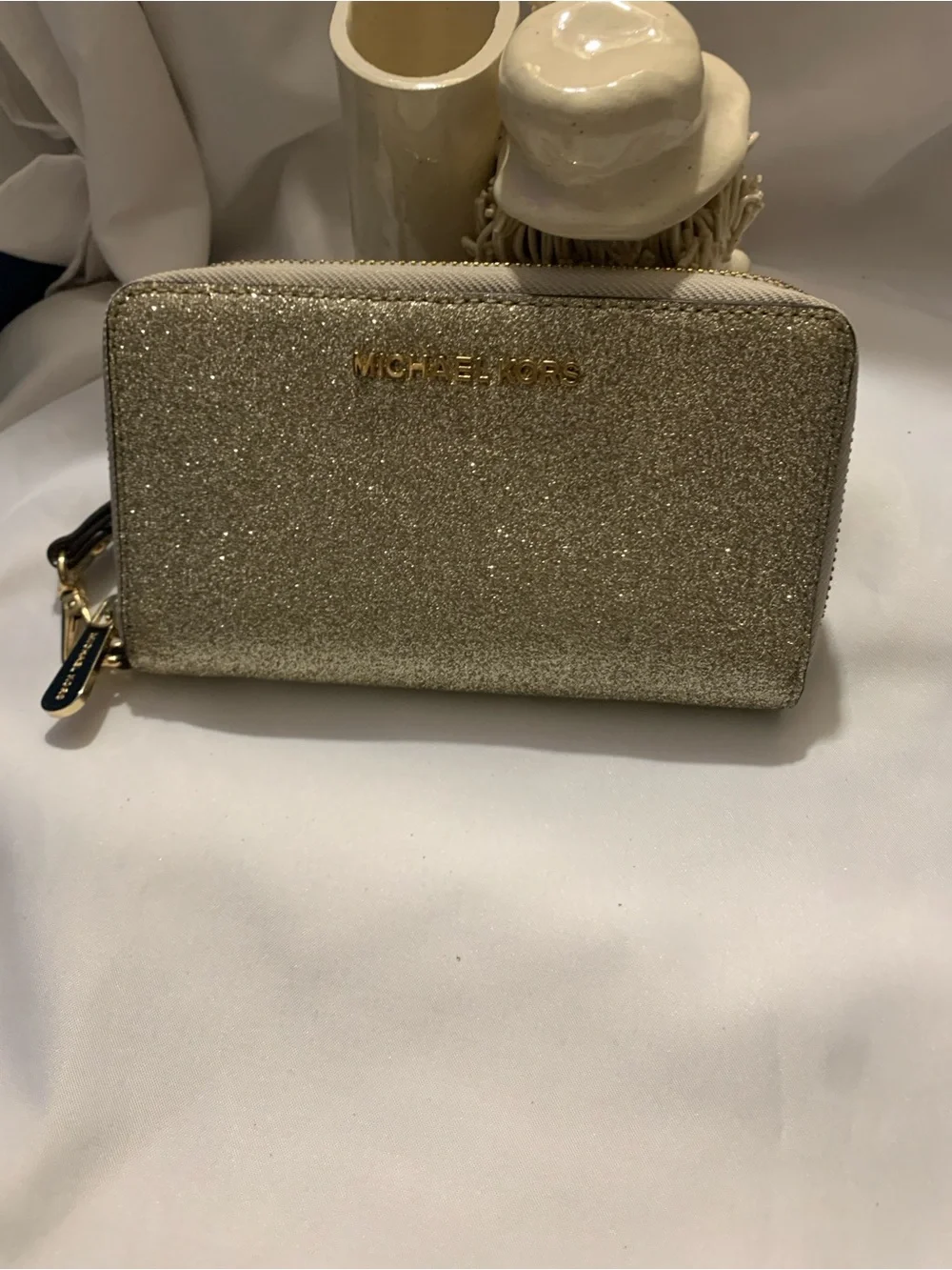 Michael Kors Glitter Gold Wristlet Clutch